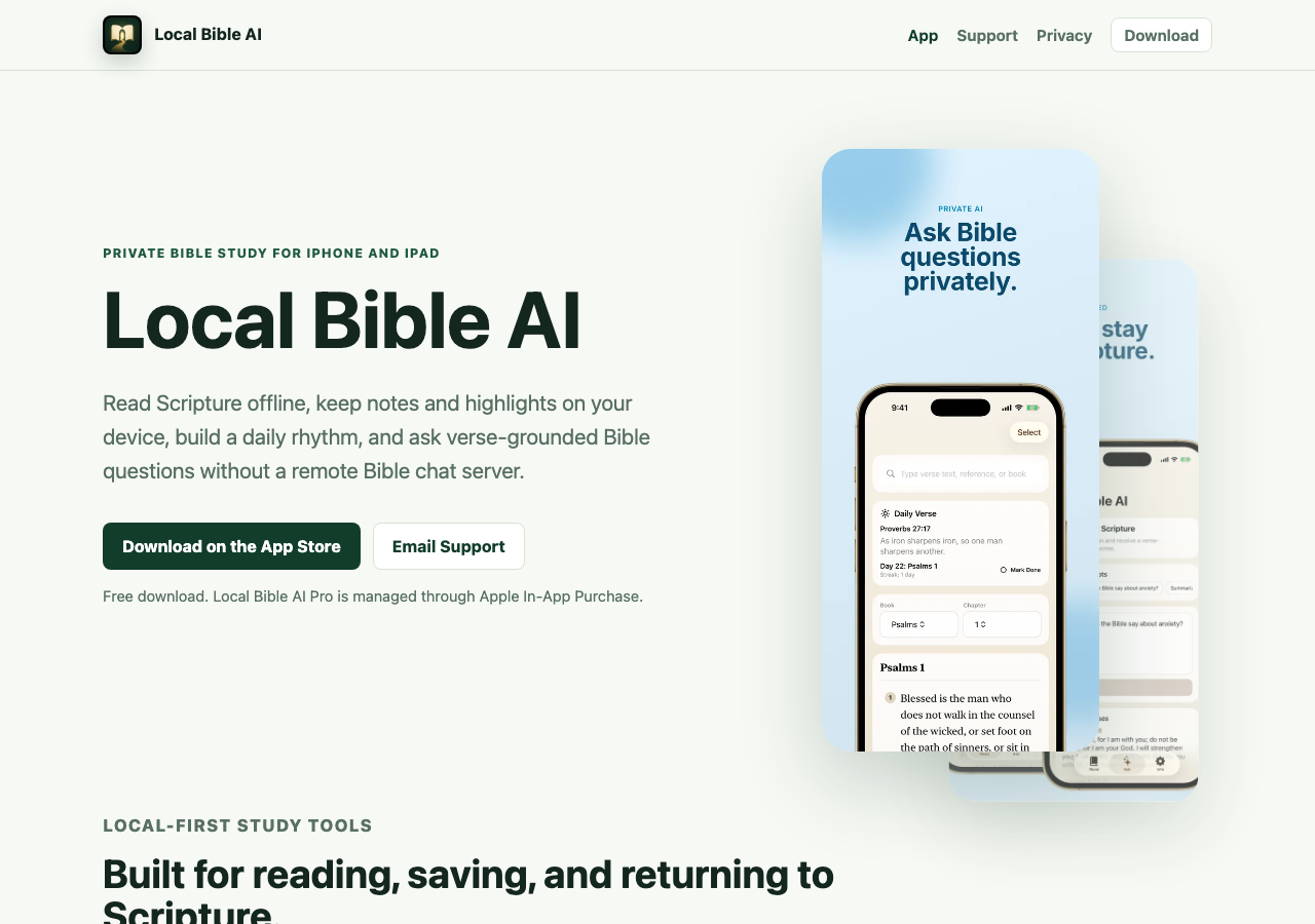 Local Bible AI website screenshot