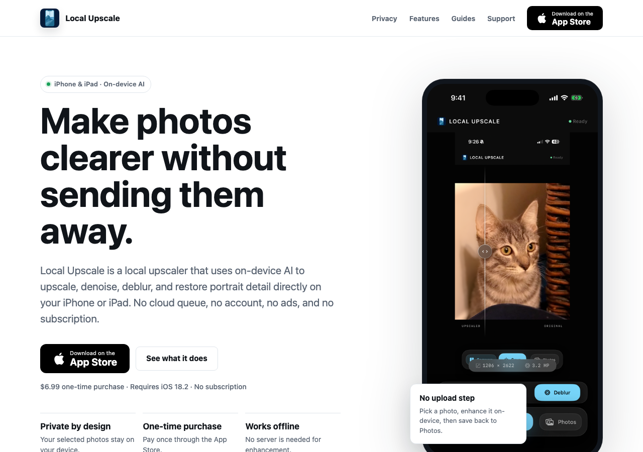 Local Photo Upscaler website screenshot